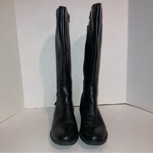 BORN Cupra Tall Boot Black Leather Wide Calf Riding Comfort Block Heel Size 7M